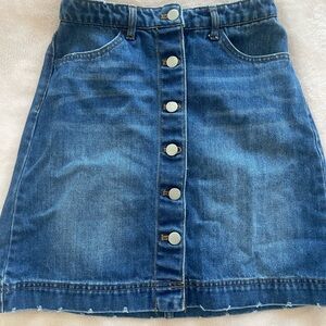 H&M Blue Button-Front A-Line Skirt
